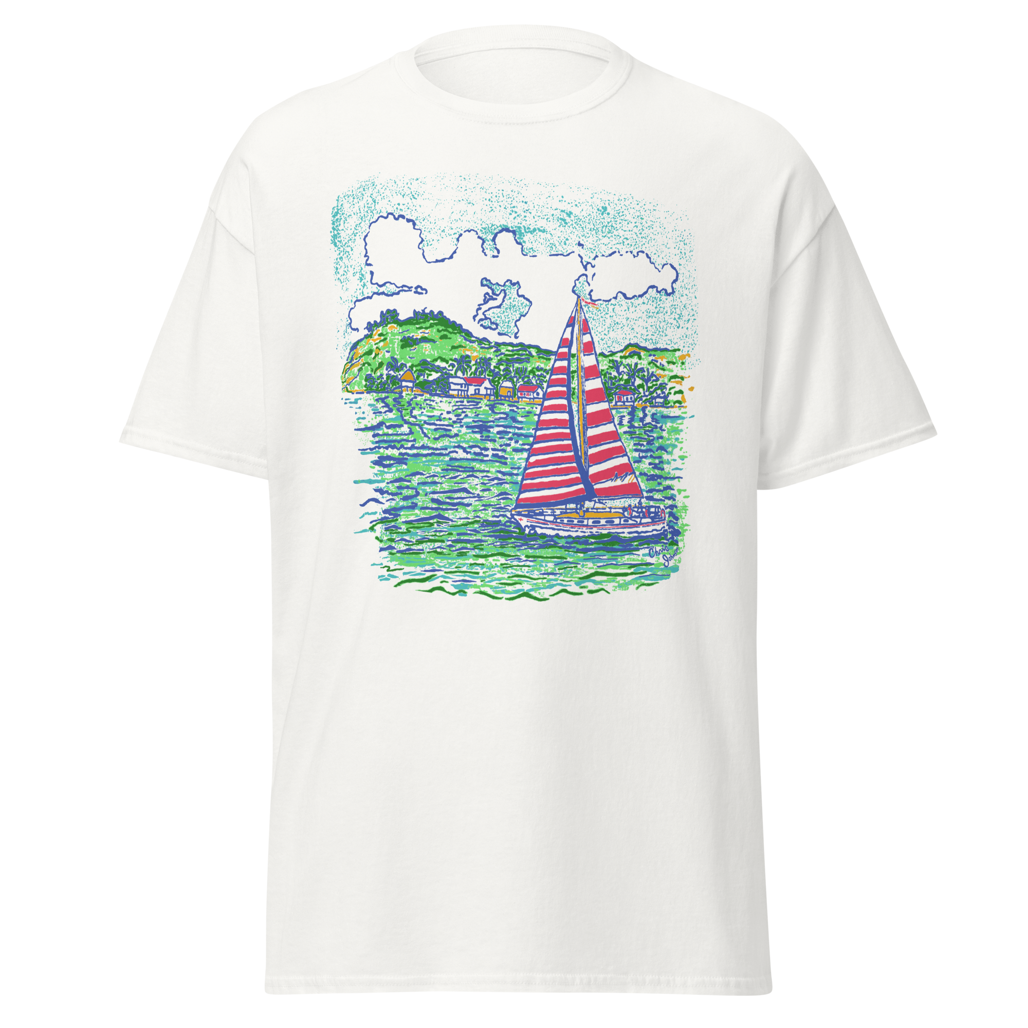 Caribbean Sailboat in the Wind - Unisex classic tee | Gildan 5000