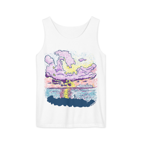 Cayman Cruise Ship at Sunset - Unisex garment-dyed tank top