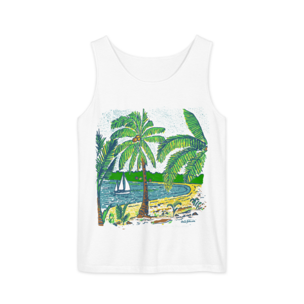 Palm trees at the Beach - Unisex garment-dyed tank top