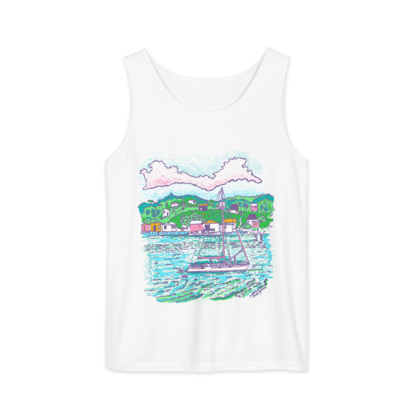 Catamaran Sailboat Cruising the Bay - Unisex garment-dyed tank top