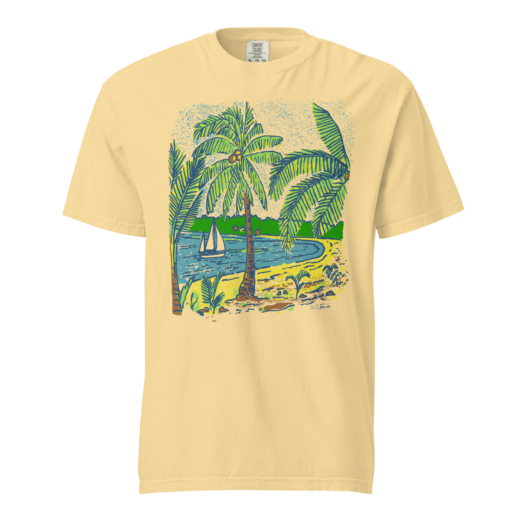Palm trees at the Beach - Unisex garment-dyed heavyweight T-Shirt | Comfort Colors 1717 - Image 20