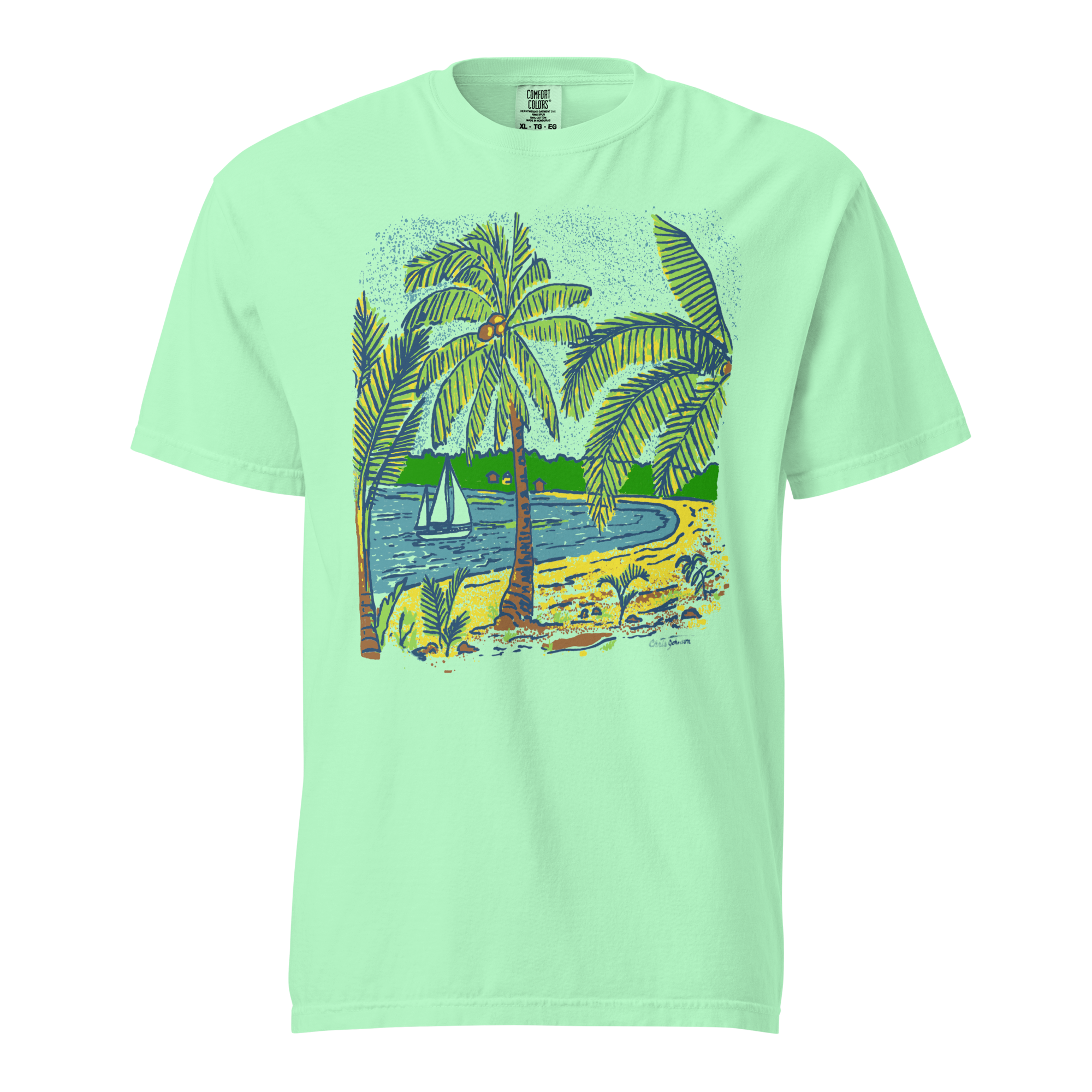 Palm trees at the Beach - Unisex garment-dyed heavyweight T-Shirt | Comfort Colors 1717 - Image 21